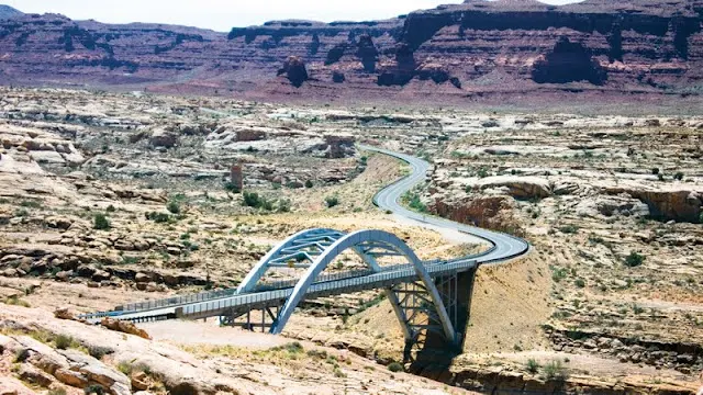 Bungee jumping bridge out in the desert.